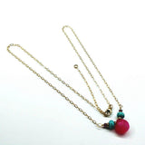 Gold Filled Turquoise and Pink Gemstone Drop Necklace by Alexa Martha Designs