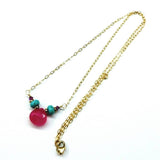 Gold Filled Turquoise and Pink Gemstone Drop Necklace by Alexa Martha Designs