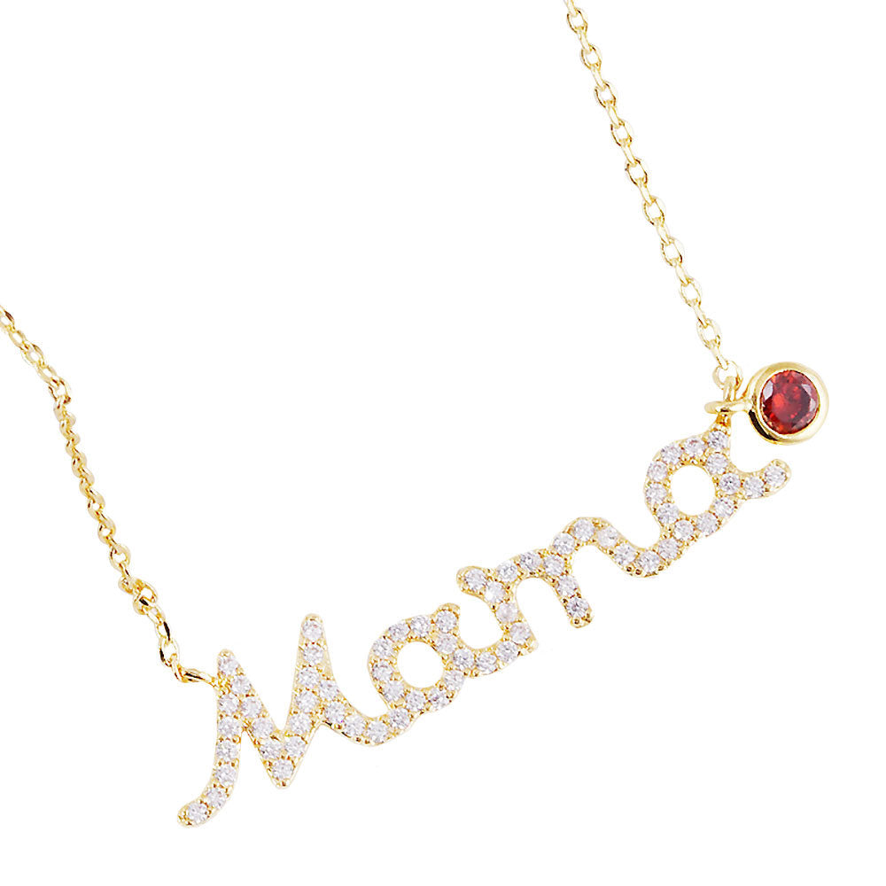 January Birthstone MAMA Message Pendant Necklace by Madeline Love