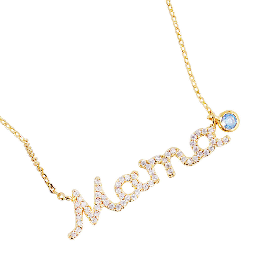 March Birthstone MAMA Message Pendant Necklace by Madeline Love