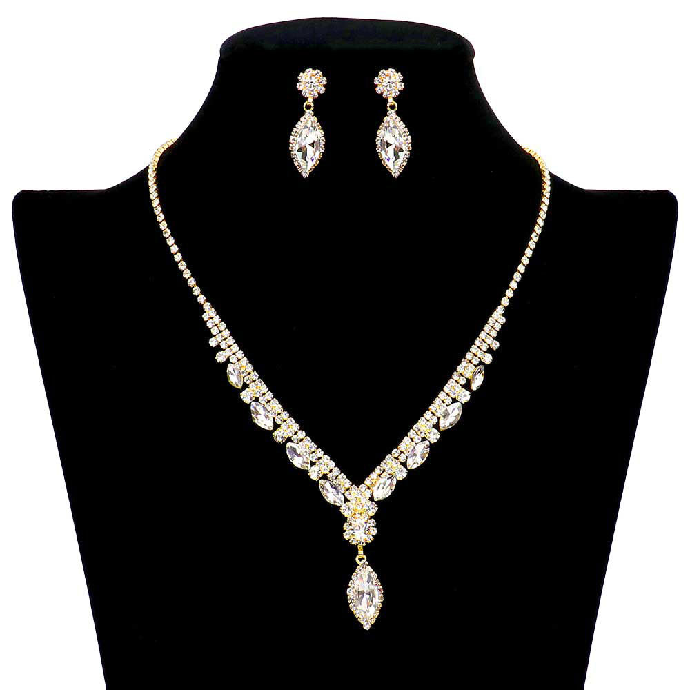 Marquise Stone Accented Rhinestone Necklace by Madeline Love