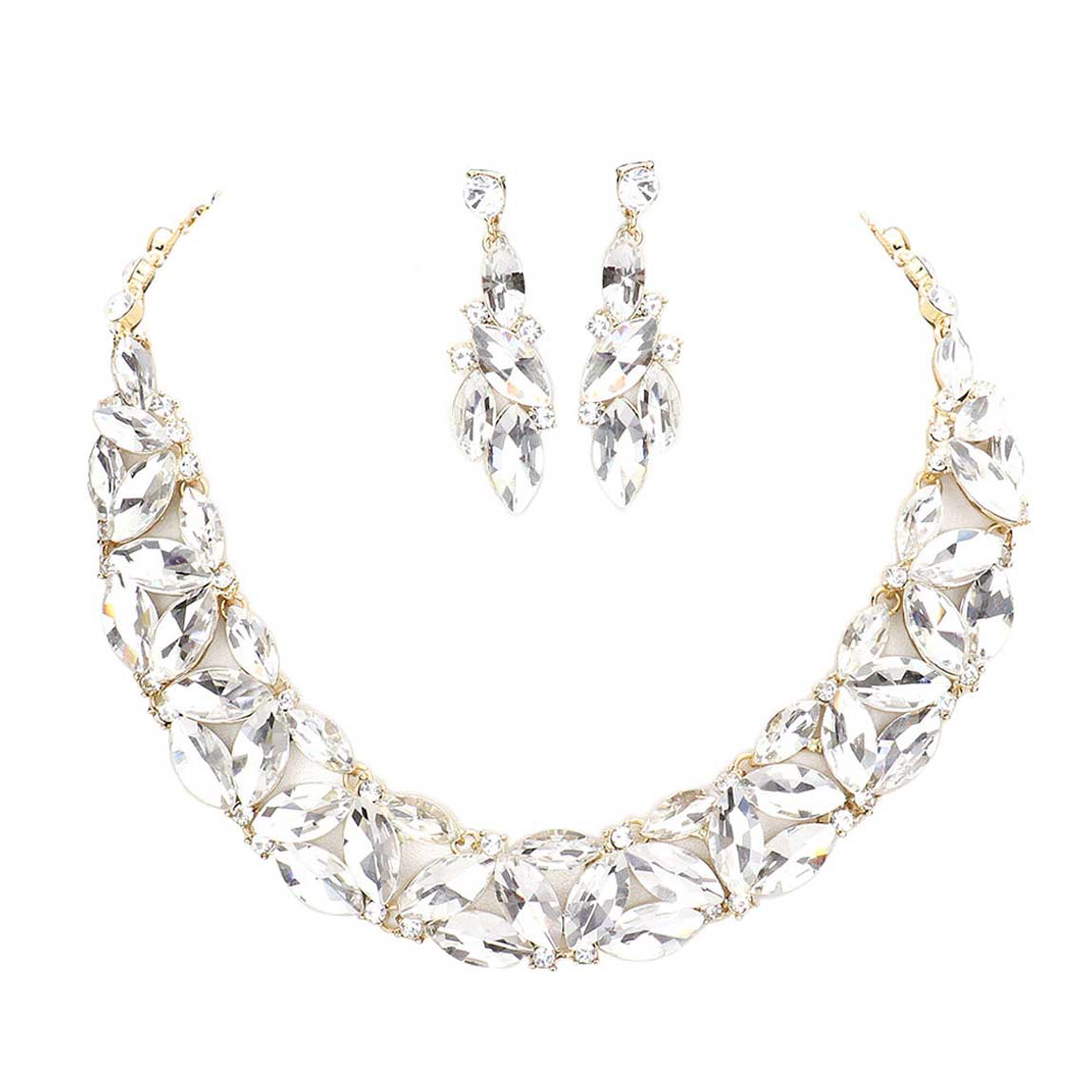 Marquise Stone Cluster Evening Necklace by Madeline Love