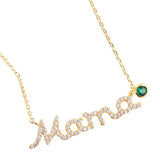 May Birthstone MAMA Message Pendant Necklace by Madeline Love