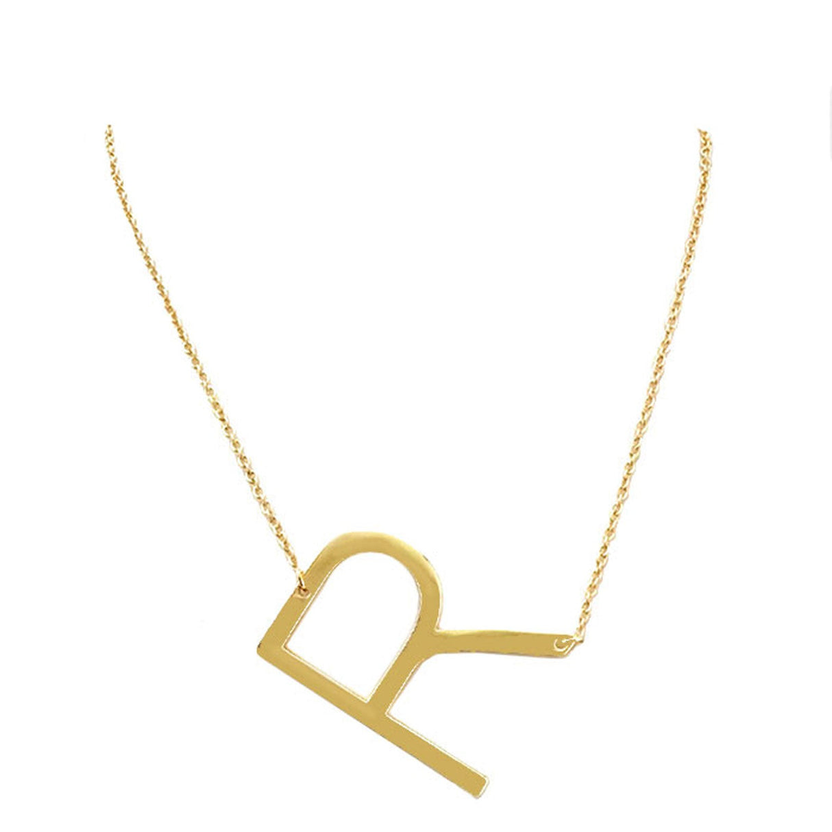 R Monogram Metal Pendant Necklace by Madeline Love