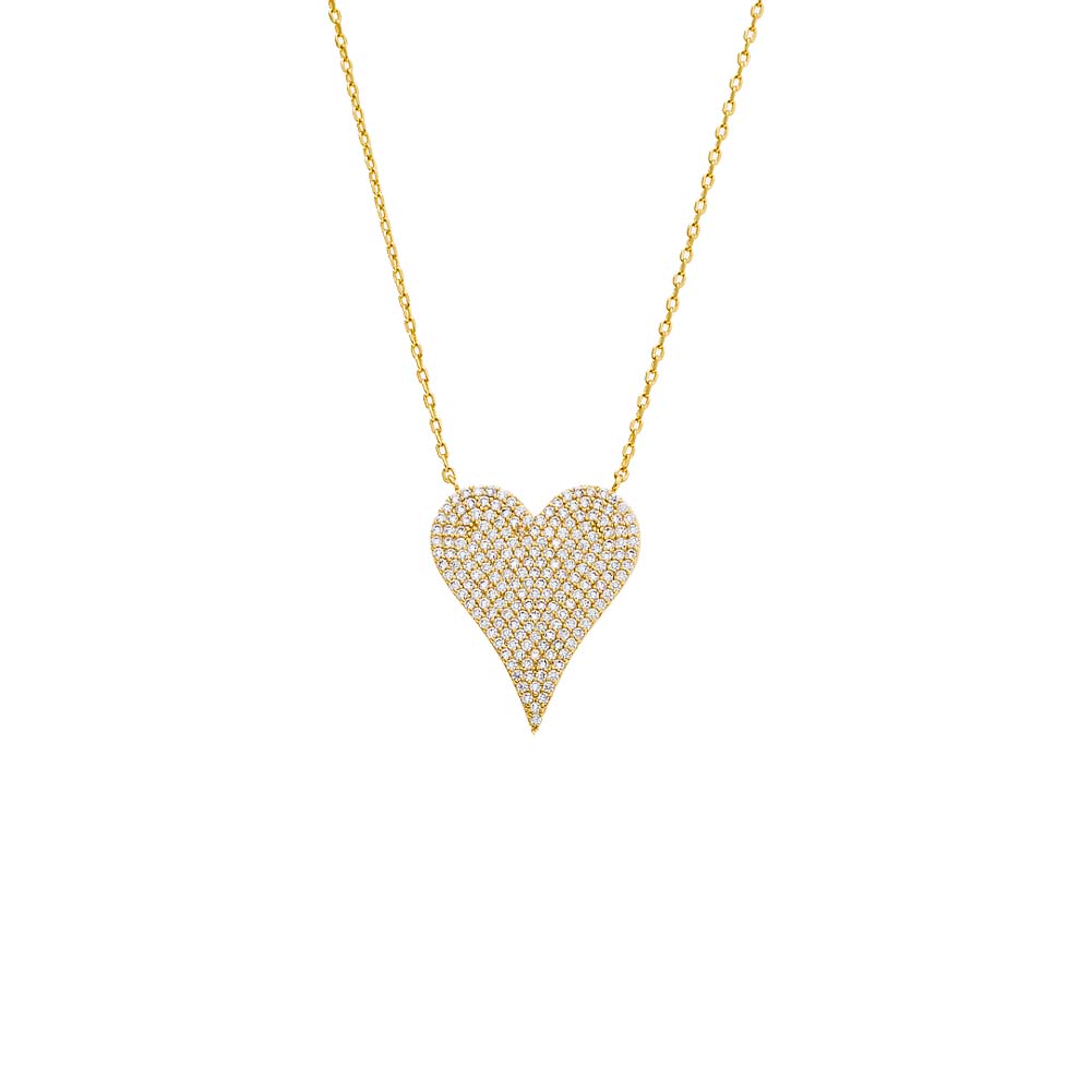 Pave CZ Elongated Heart Necklace by By Adina Eden