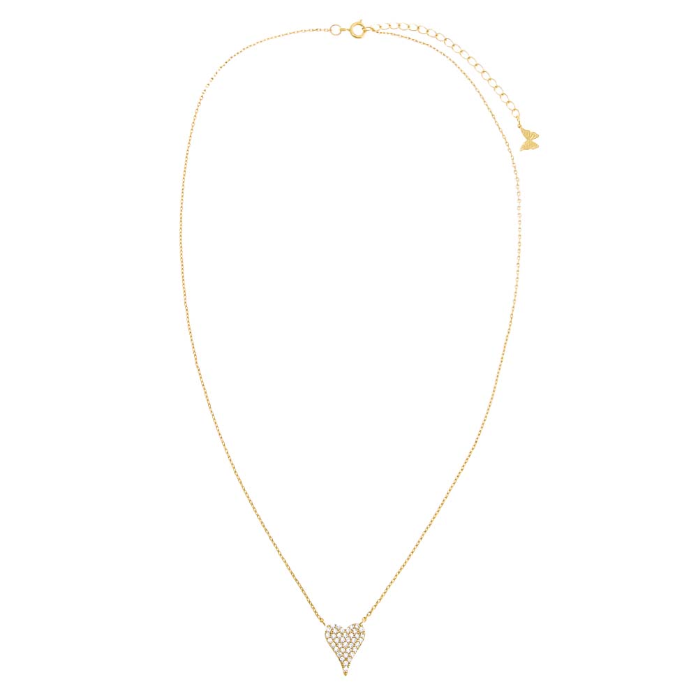 Pave CZ Elongated Heart Necklace by By Adina Eden