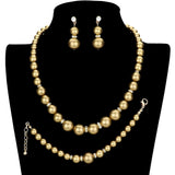 3PCS Pearl Necklace Bracelet Set by Madeline Love