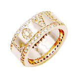 Gold Plated CZ Embellished Love Message Ring by Madeline Love