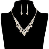 Round Crystal Rhinestone Collar Necklace Earring Set by Madeline Love