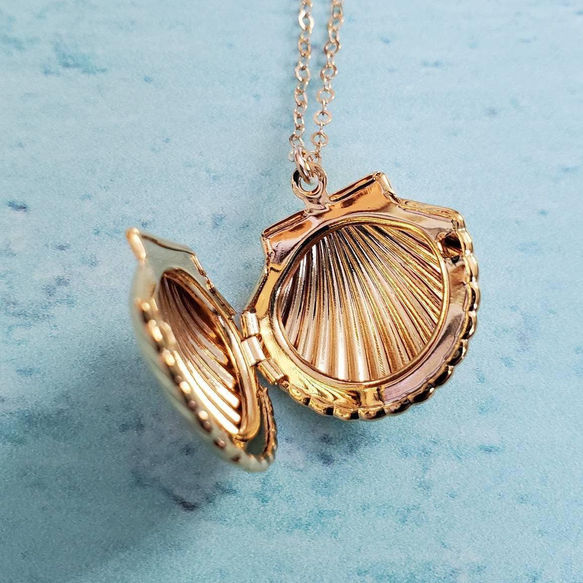 Gold Seashell Locket by Salt and Sparkle