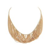 Secret Box Draped Stone Metal Chain Bib Necklace by Madeline Love