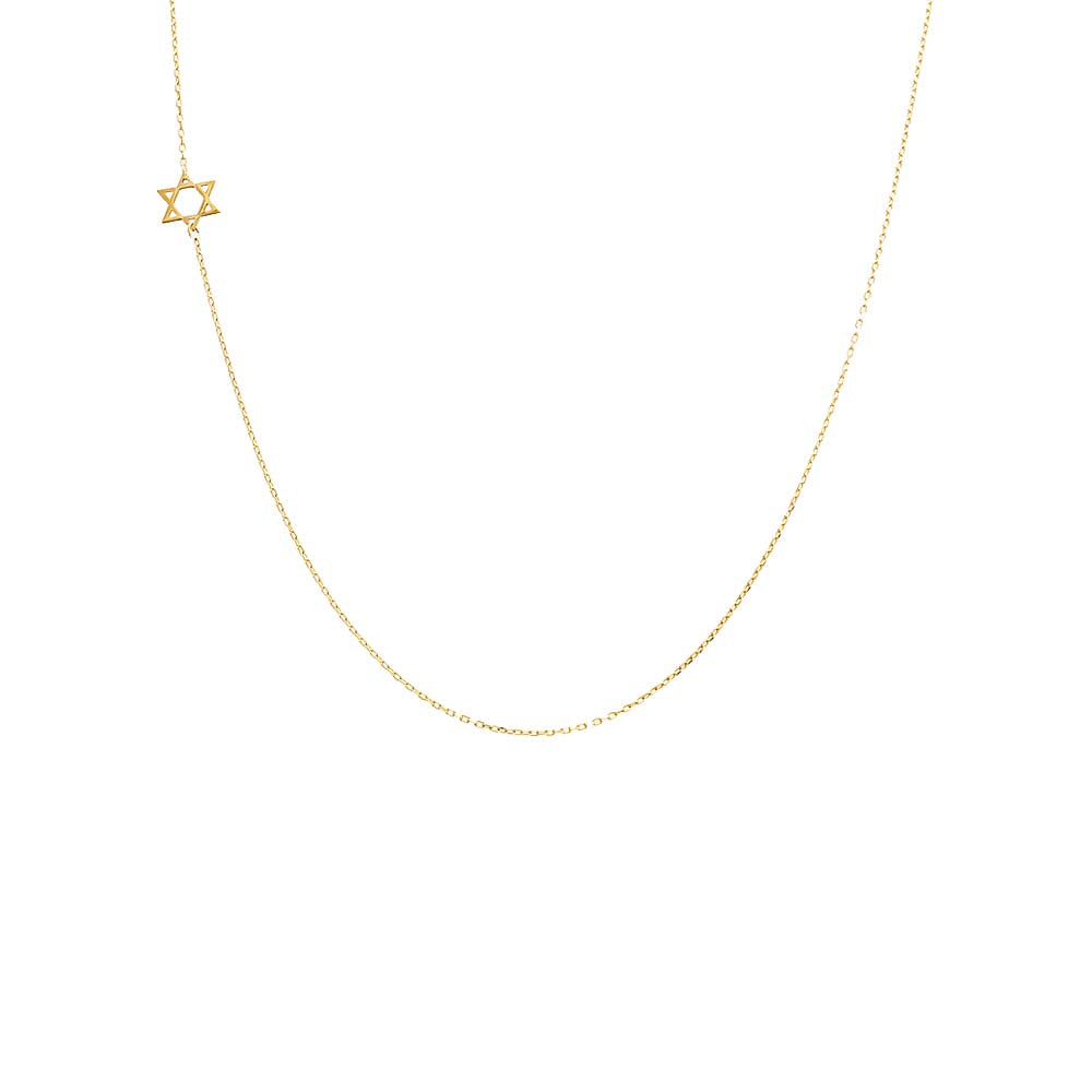 Solid Sideways Star of David Necklace 14K by By Adina Eden