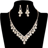 Teardrop Stone Accented Rhinestone Pave Necklace Earring Set by Madeline Love