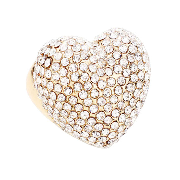 Rhinestone Pave Heart Stretch Ring by Madeline Love