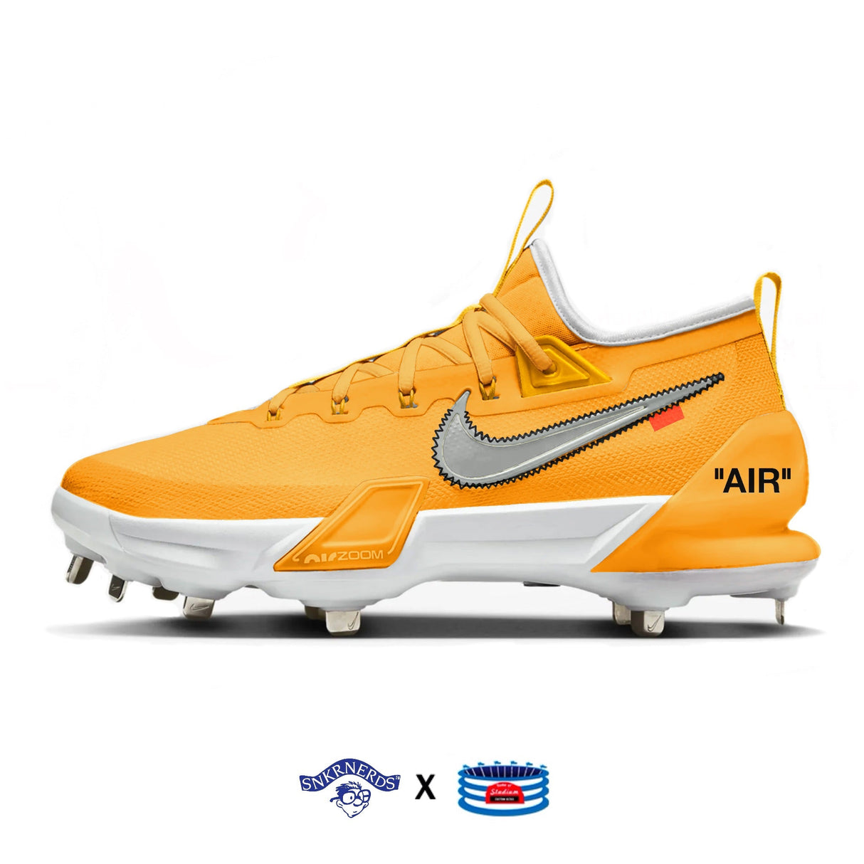 "Golden Yellow Force OW" Nike Force Zoom Trout 9 Elite Cleats by Stadium Custom Kicks