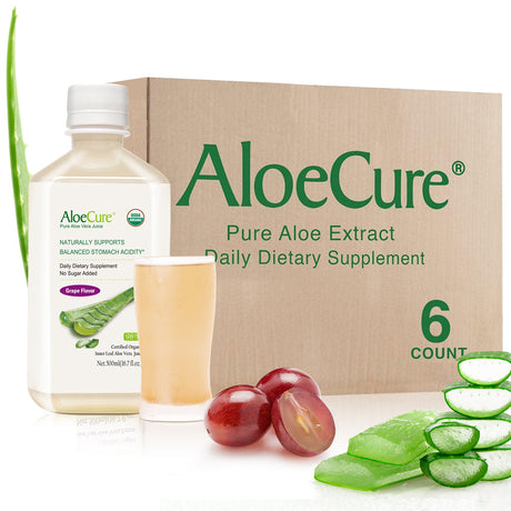 Pure Aloe Vera Juice Grape Flavor - USDA Certified Organic by AloeCure