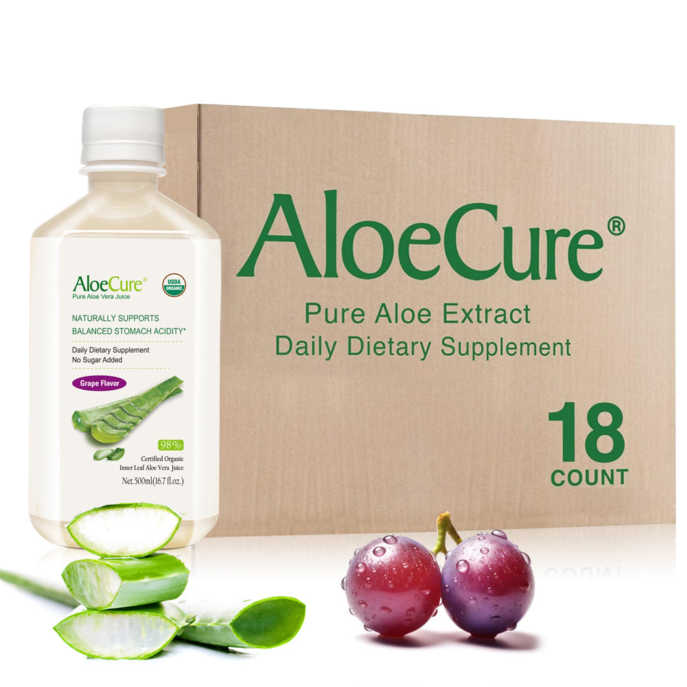 Pure Aloe Vera Juice Grape Flavor - USDA Certified Organic by AloeCure