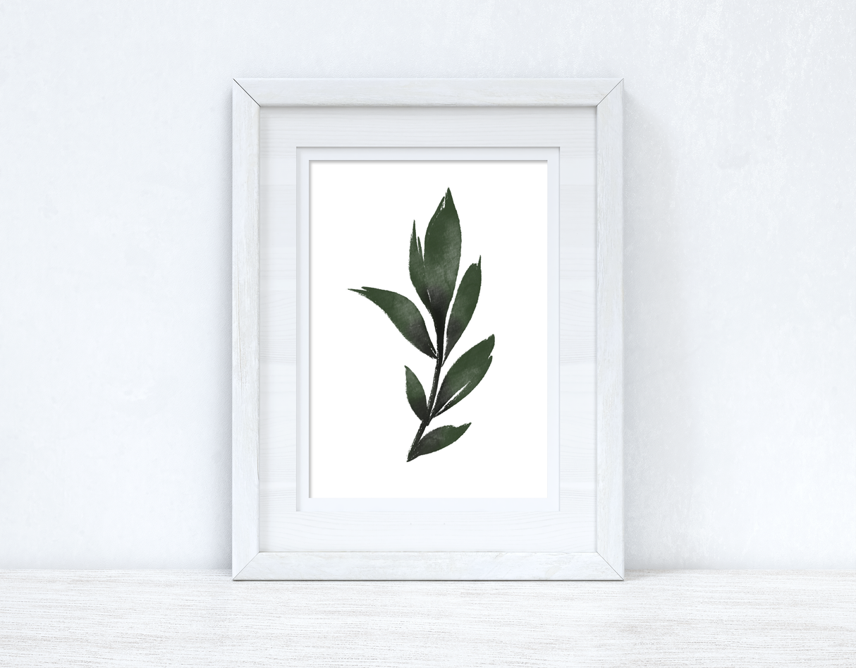 Green & Black Watercolour Leaf 2 Bedroom Home Wall Decor Print by WinsterCreations™ Official Store