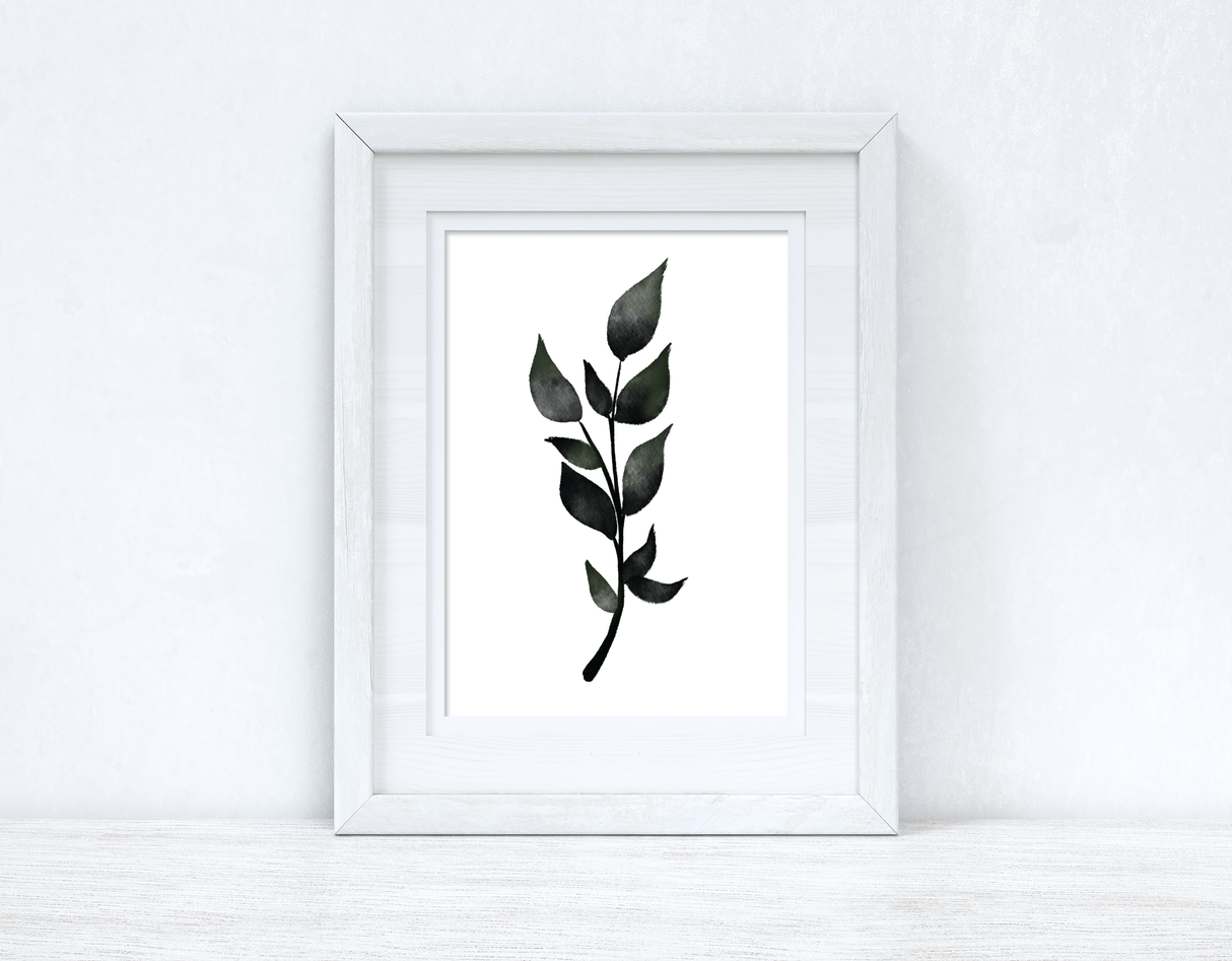 Green & Black Watercolour Leaf 3 Bedroom Home Wall Decor Print by WinsterCreations™ Official Store