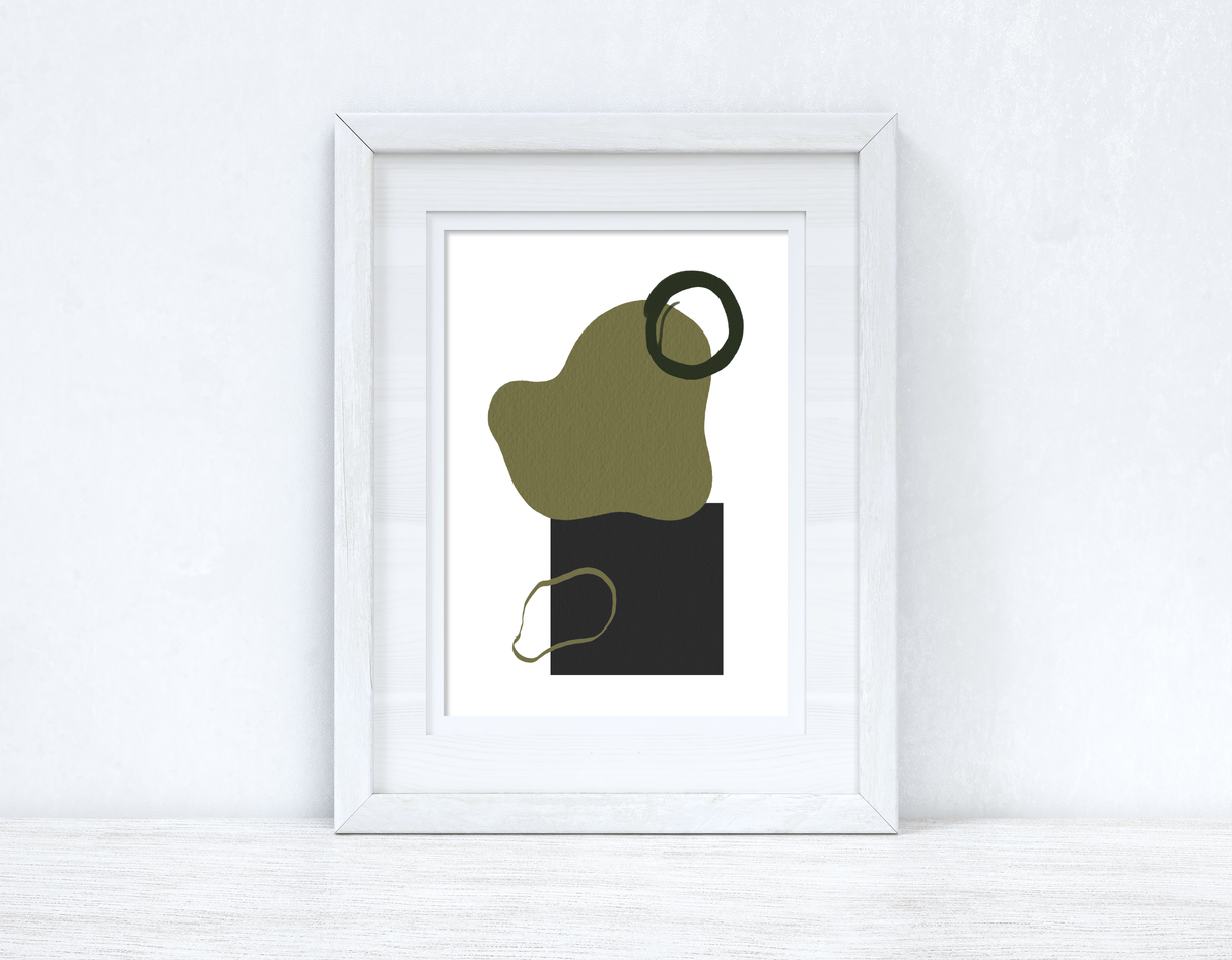 Greens & Black Abstract 1 Colour Shapes Home Wall Decor Print by WinsterCreations™ Official Store