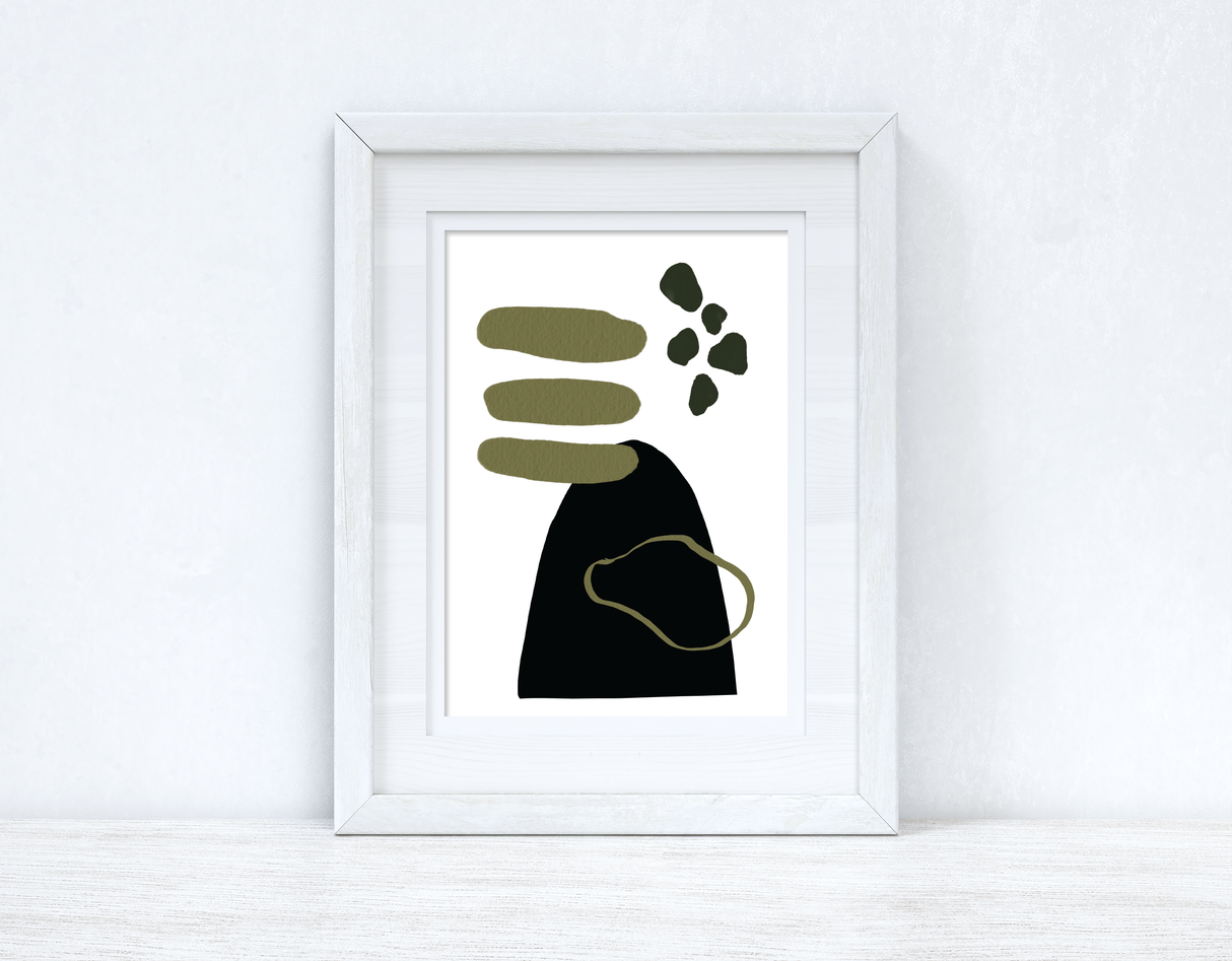 Greens & Black Abstract 2 Colour Shapes Home Wall Decor Print by WinsterCreations™ Official Store