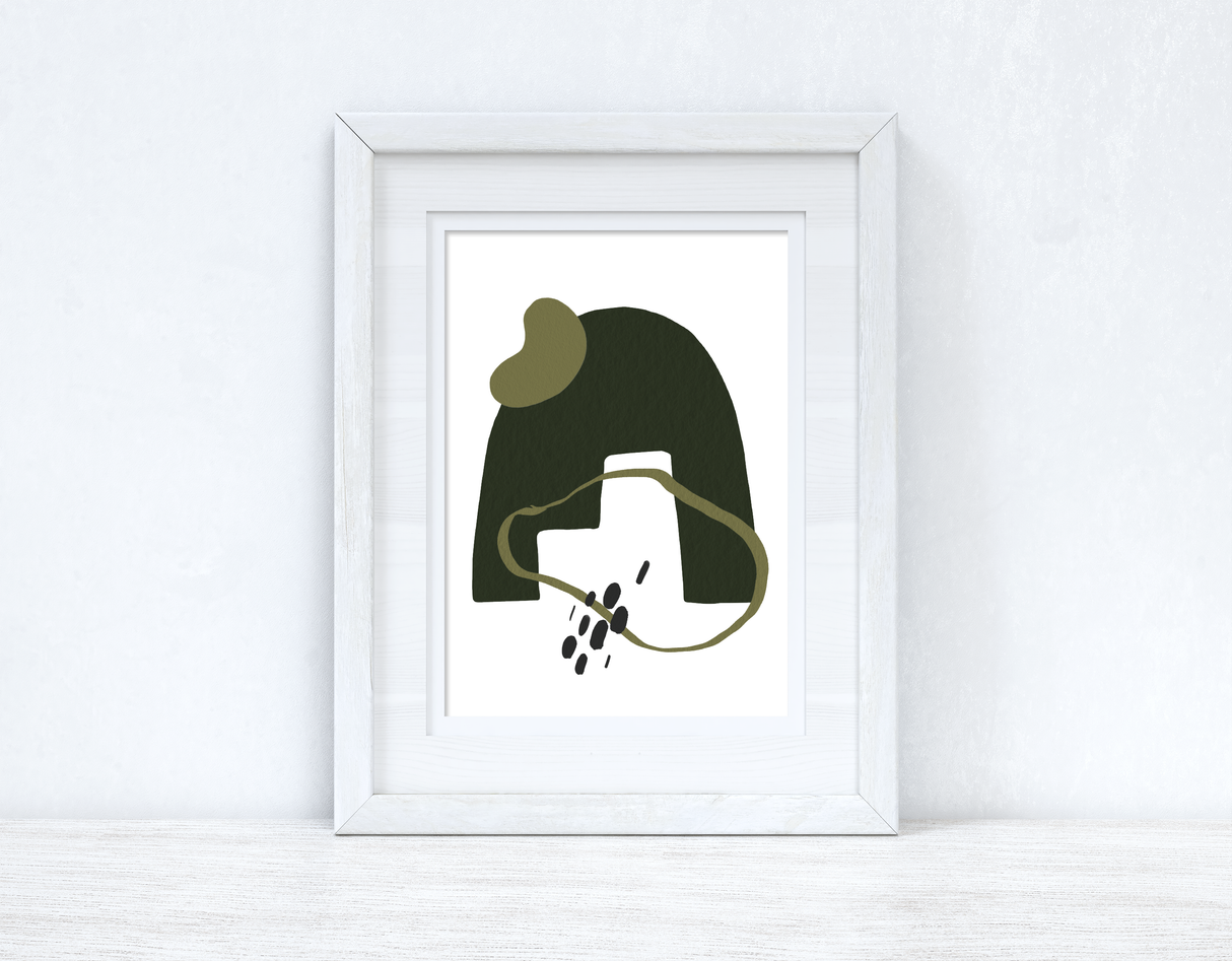 Greens & Black Abstract 4 Colour Shapes Home Wall Decor Print by WinsterCreations™ Official Store