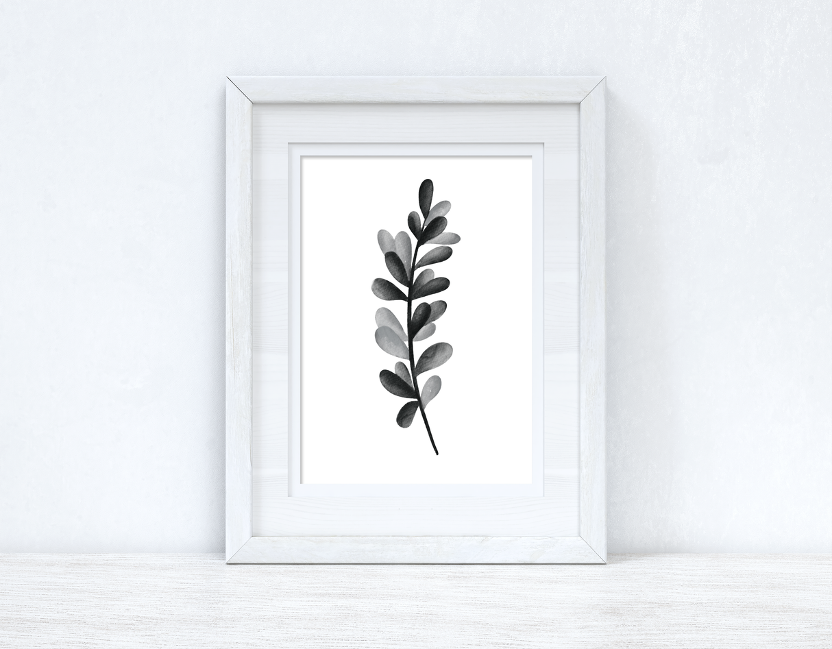 Grey Black Watercolour Leaf Bedroom Home Wall Decor Print by WinsterCreations™ Official Store