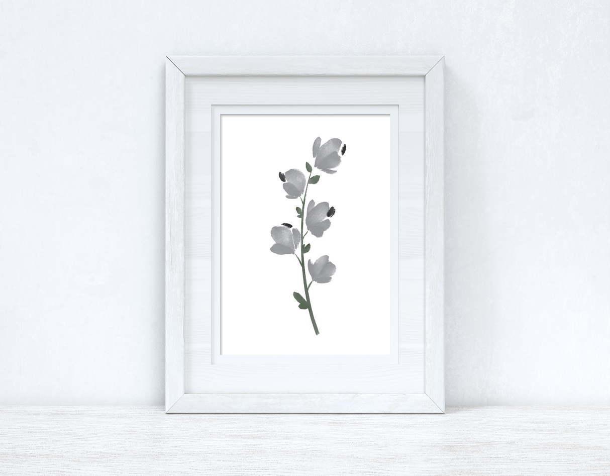 Grey Black Green Watercolour Flower 1 Bedroom Home Wall Decor Print by WinsterCreations™ Official Store