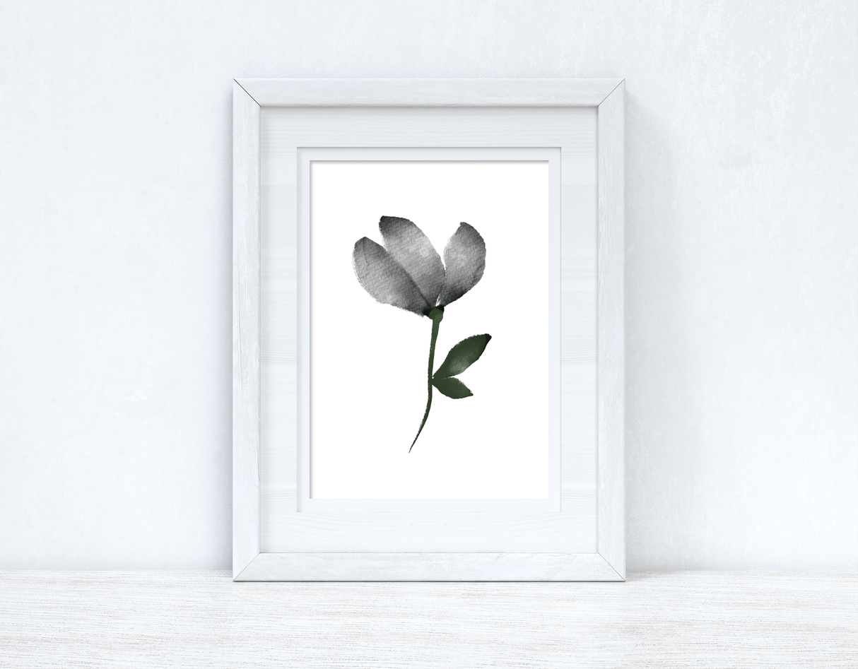 Grey Black Green Watercolour Flower 2 Bedroom Home Wall Decor Print by WinsterCreations™ Official Store