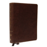 NKJV, Journal the Word Bible, Bonded Leather, Brown, Red Letter Edition, Comfort Print: Reflect, Journal, or Create Art Next to Your Favorite Verses