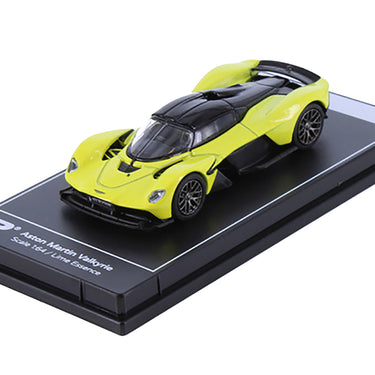 Aston Martin Valkyrie Lime Essence Yellow Metallic with Black Top "Hypercar League Collection" 1/64 Diecast Model Car by PosterCars
