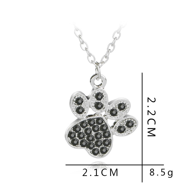 Lucky Cute Personality Animal Pet Dog Paw Footprint Zircon Pendant Necklace Love Woman Mother Girl Gift Wedding blessing Jewelry by Js House