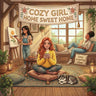 Cozy Girl Home Sweet Home: Cute & Fun Relaxing Adult Activity Coloring Book Aesthetic Comfy Hygge Homebody Scenes, Daily Living, Peaceful Indoor Desig