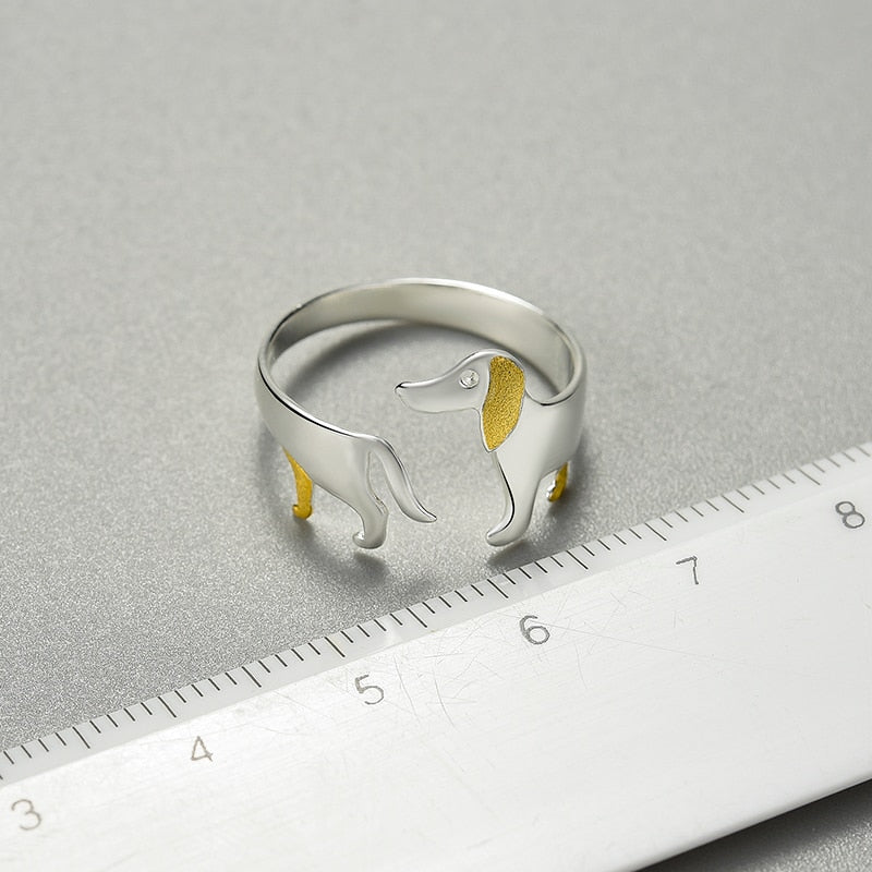 Dach Everywhere™ Cute Dachshund Sterling Silver Ring by Dach Everywhere