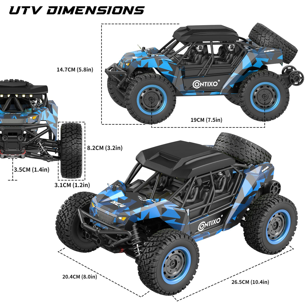 Contixo HC4 Dominator RC Remote Control Offroad 4WD UTV - 1:16 Scale by Contixo