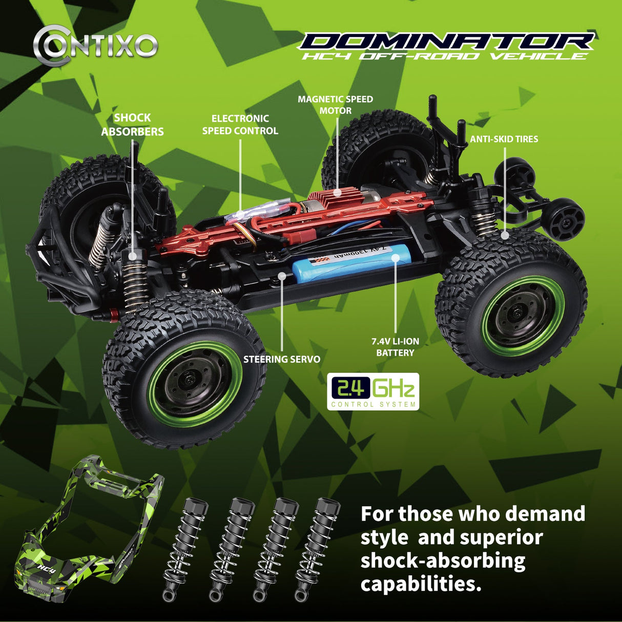 Contixo HC4 Dominator RC Remote Control Offroad 4WD UTV - 1:16 Scale by Contixo