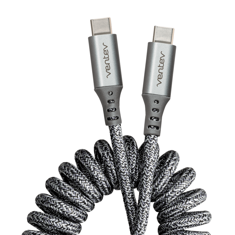 Ventev Helix USB C to USB C High Speed Travel Cable Gray by Ventev