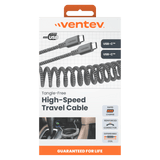 Ventev Helix USB C to USB C High Speed Travel Cable Gray by Ventev