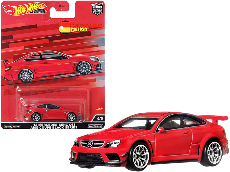 2012 Mercedes Benz C63 AMG Coupe Black Series Red "Deutschland Design" Series Diecast Model Car by Hot Wheels