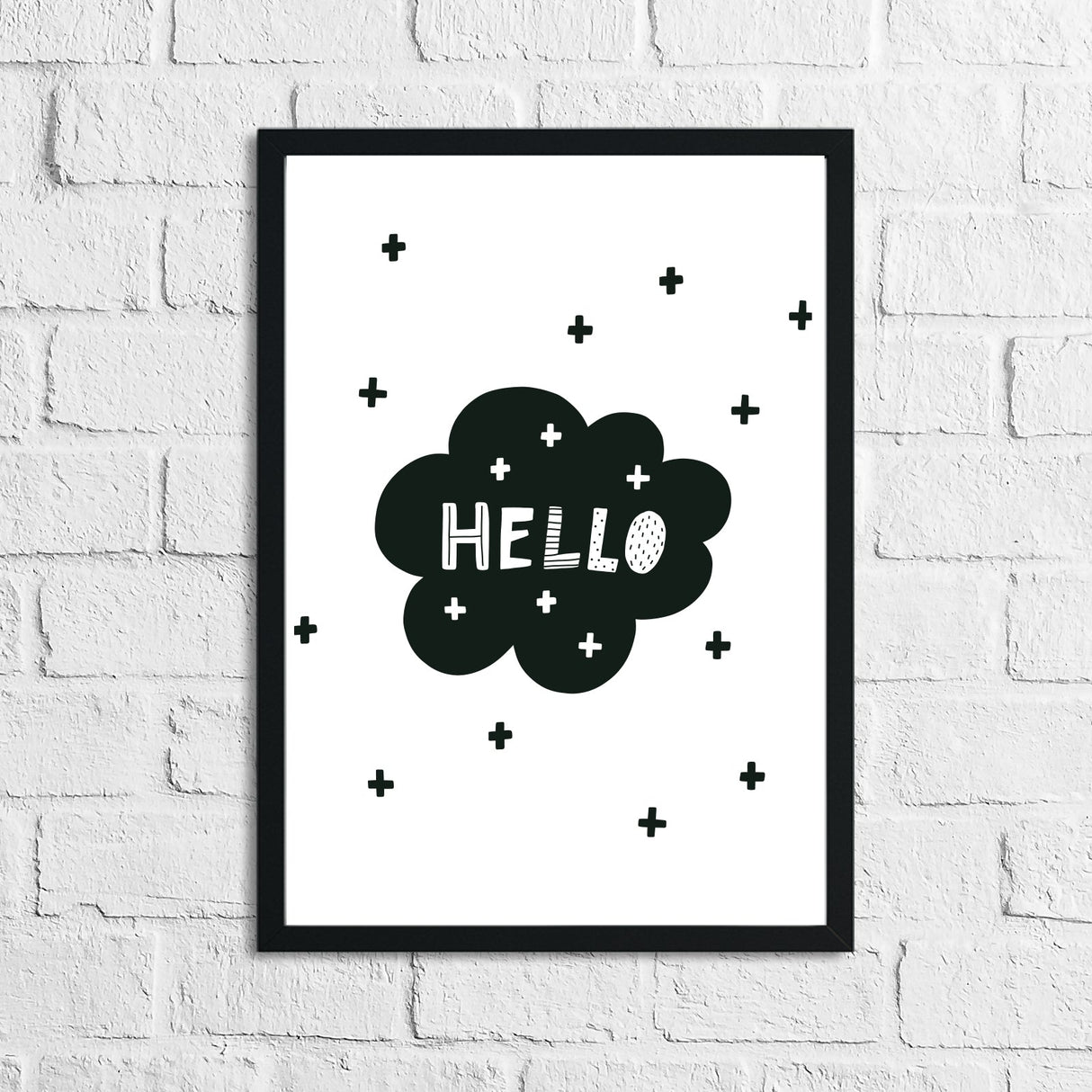 Scandinavian Hello Cloud Children's Nursery Bedroom Wall Decor Print by WinsterCreations™ Official Store