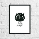 Scandinavian Hello World Cat Children's Nursery Bedroom Wall Decor Print by WinsterCreations™ Official Store