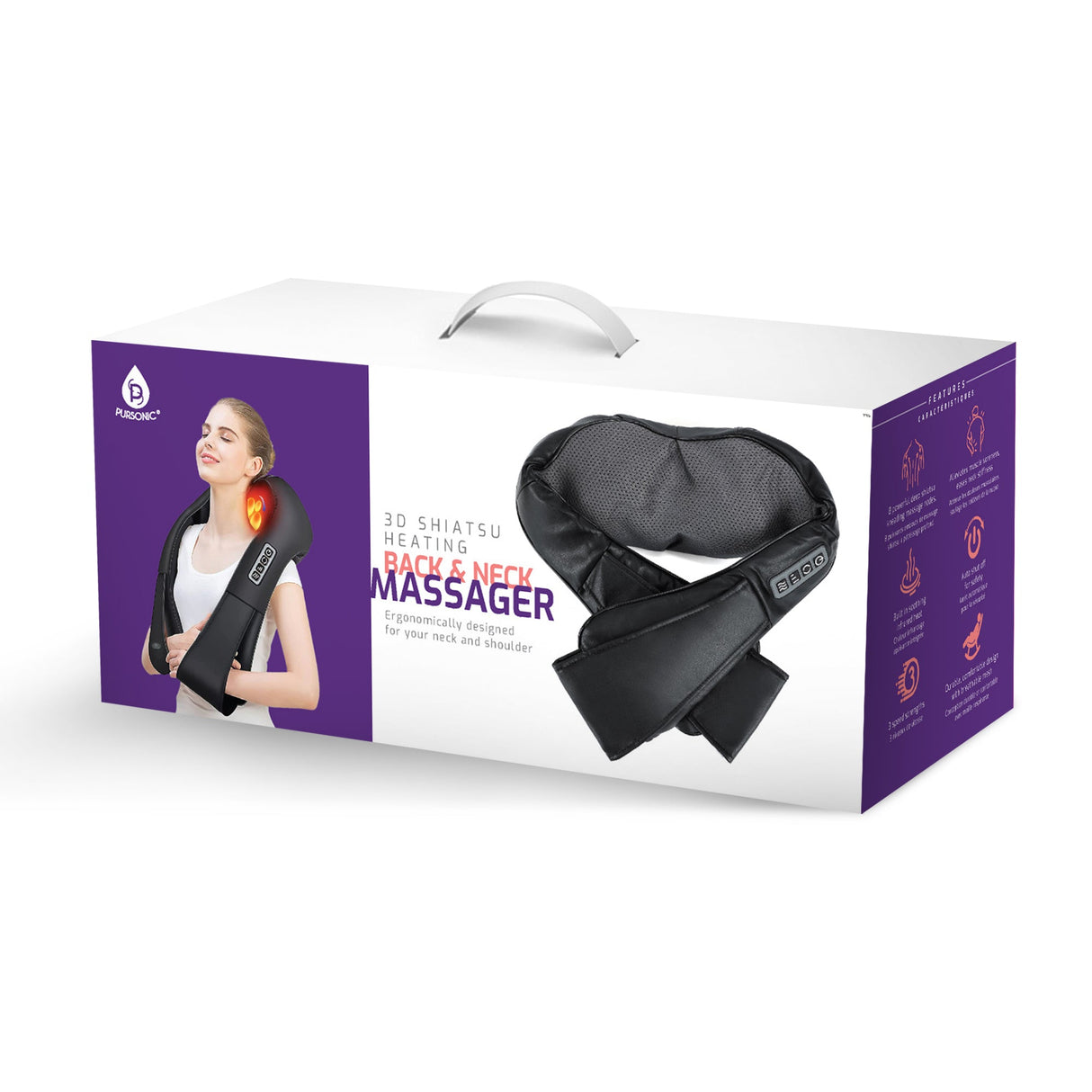 Pursonic 3D Shiatsu Heating Back and Neck Massager by Pursonic