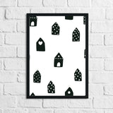 Scandinavian House Pattern Children's Nursery Bedroom Wall Decor Print by WinsterCreations™ Official Store