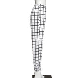 Land of Nostalgia Black and White Plaid Prints Women's Elastic Waist Loose Harem Streetwear Jogger Pants by Land of Nostalgia