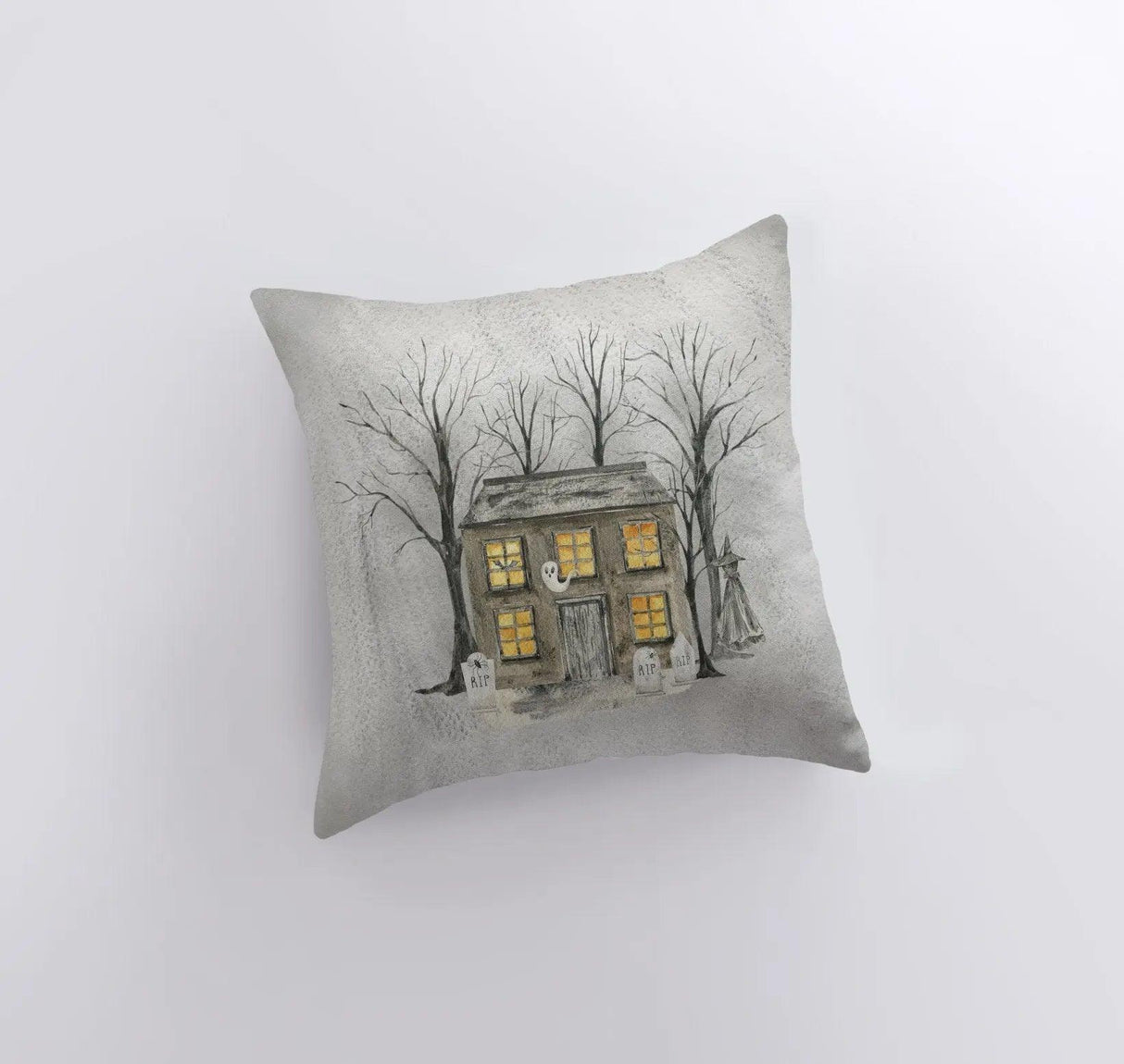 Halloween Spooky House with Graves Pillow | Fall Décor | Halloween Pillows | Halloween Décor | Fall Throw Pillows | Cute Throw Pillows by UniikPillows - Vysn