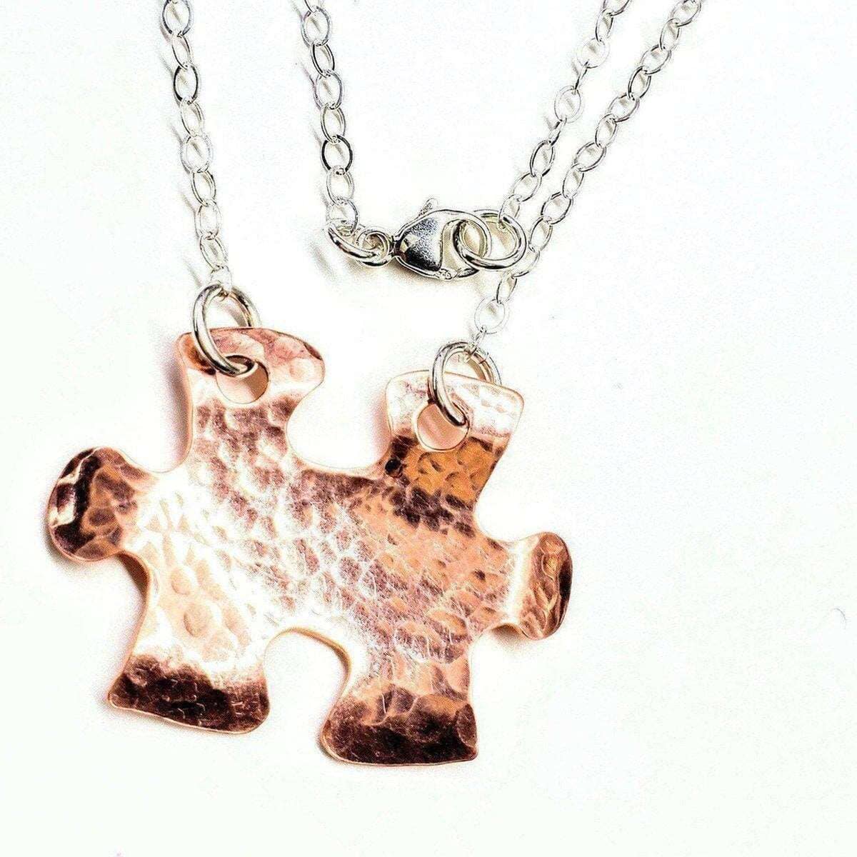 Handmade Hammered Copper Puzzle Piece Necklace by Alexa Martha Designs