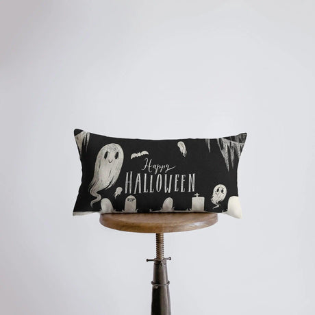 Happy Halloween Black Pillow Cover | 18x12 | Modern Farmhouse | Primitive Decor | Home Decor | Lumbar Pillow | Sofa Pillows | Gift For Her by UniikPillows - Vysn