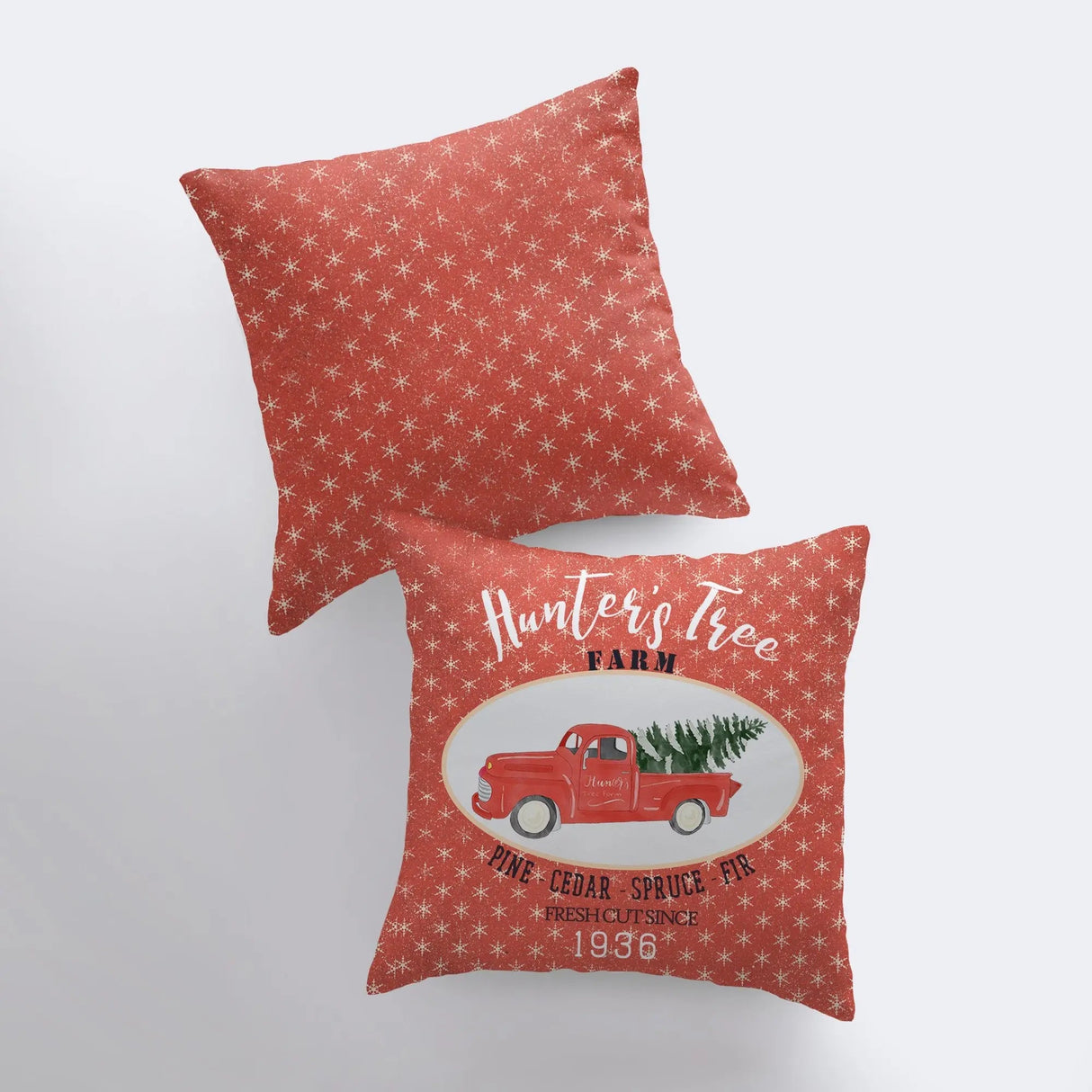 Harvest Tree Farm | Red Christmas Truck | Pillow Cover | Red Truck | Christmas Decor | Throw Pillow | Home Decor | Rustic Farmhouse Decor by UniikPillows