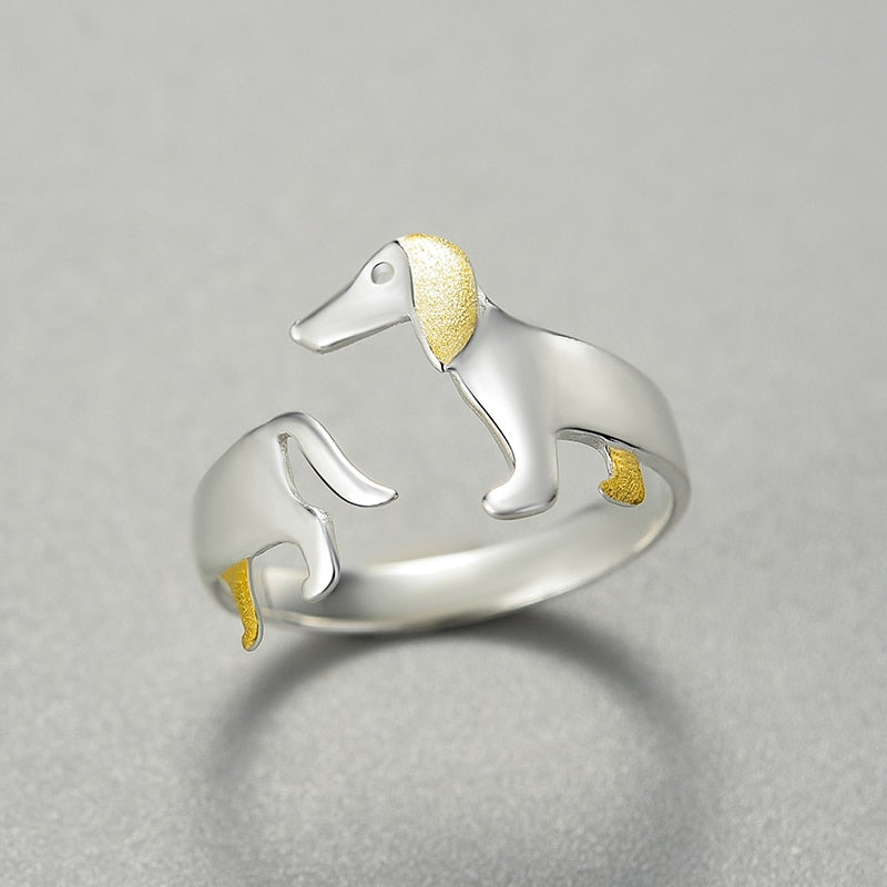 Dach Everywhere™ Cute Dachshund Sterling Silver Ring by Dach Everywhere