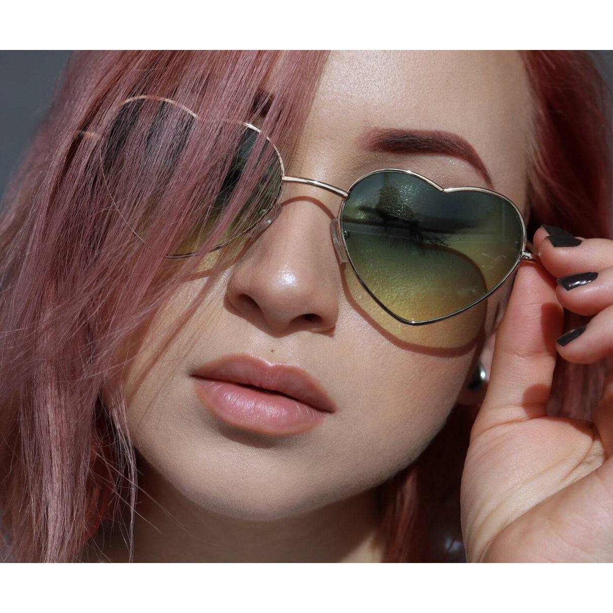 Heart Shaped Ombré Sunglasses in Pink or Green by The Bullish Store